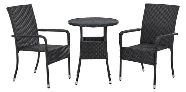 Juskys Ratanový kulatý stůl Yoro Ø60 cm - černý