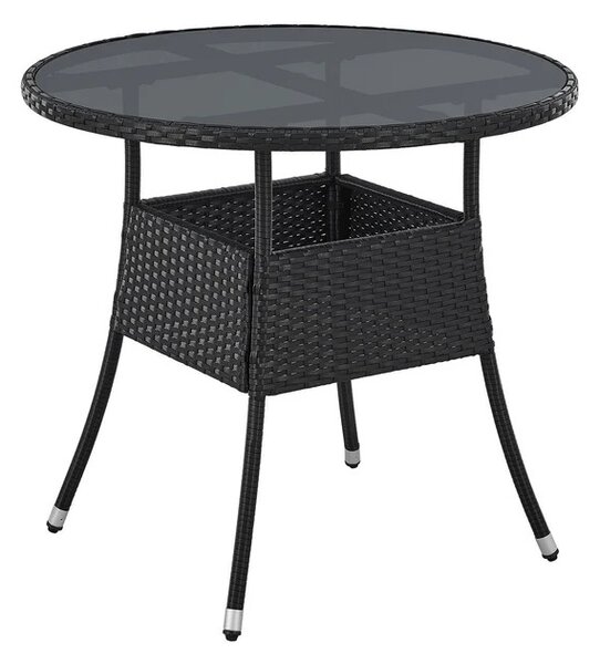 Juskys Ratanový kulatý stůl Yoro Ø80 cm - černý