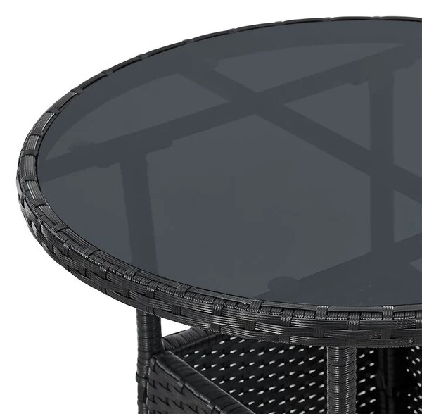 Juskys Ratanový kulatý stůl Yoro Ø60 cm - černý