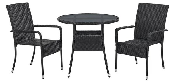 Juskys Ratanový kulatý stůl Yoro Ø80 cm - černý