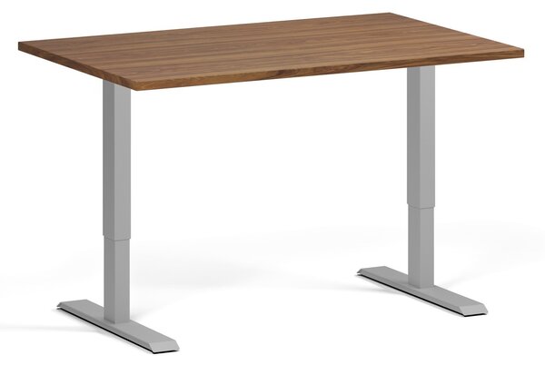 Výškově nastavitelný stůl, 120x80 cm, 1 motor, šedá podnož, ořech