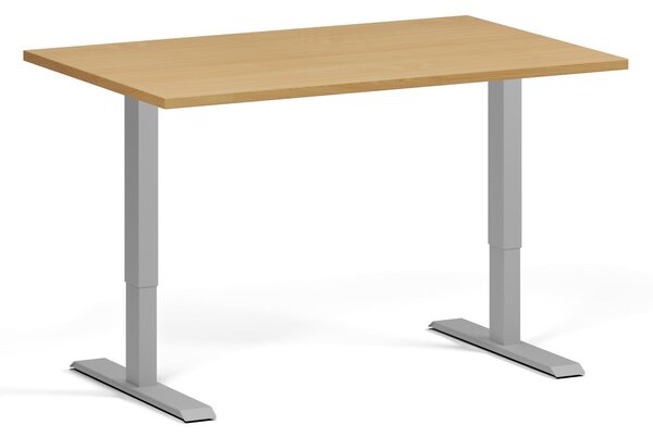 Výškově nastavitelný stůl, 120x80 cm, 1 motor, šedá podnož, buk