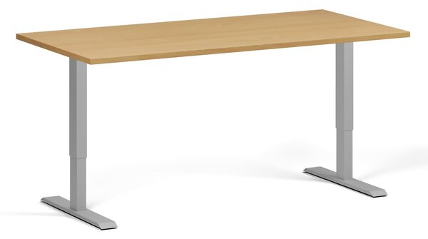 Výškově nastavitelný stůl, 160x80 cm, 1 motor, šedá podnož, buk