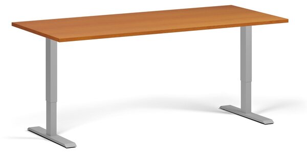 Výškově nastavitelný stůl, 180x80 cm, 1 motor, šedá podnož, třešeň