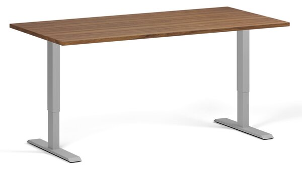 Výškově nastavitelný stůl, 160x80 cm, 1 motor, šedá podnož, ořech