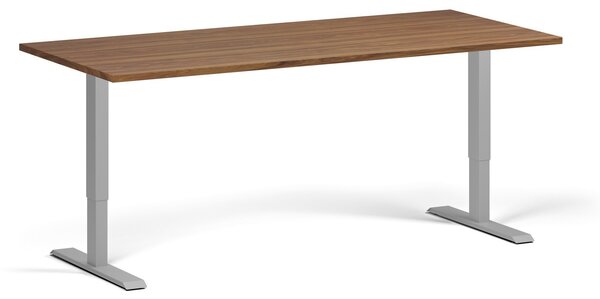 Výškově nastavitelný stůl, 180x80 cm, 1 motor, šedá podnož, ořech