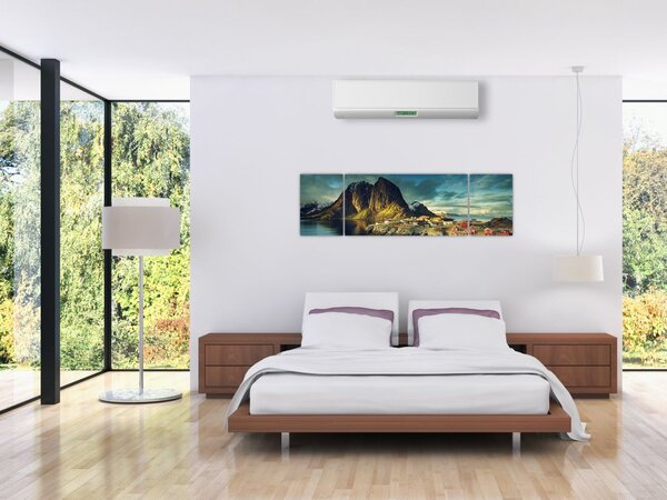 Obraz rybářské vesnice v Norsku (170x50 cm)