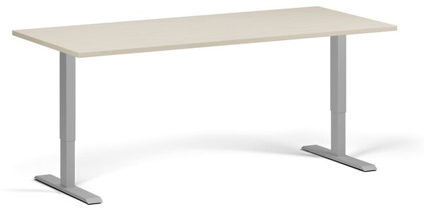 Výškově nastavitelný stůl, 180x80 cm, 1 motor, šedá podnož, bříza