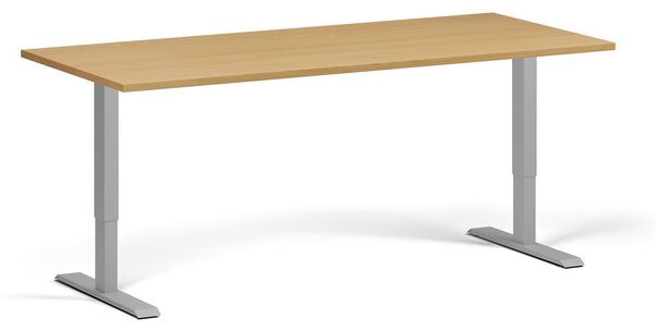 Výškově nastavitelný stůl, 180x80 cm, 1 motor, šedá podnož, buk