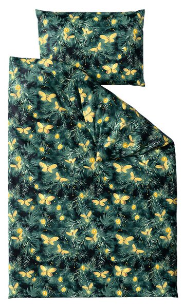 Mikroplyšové povlečení YELLOW BUTTERFLY tmavě zelené Rozměr povlečení: 70 x 90 cm | 140 x 200 cm