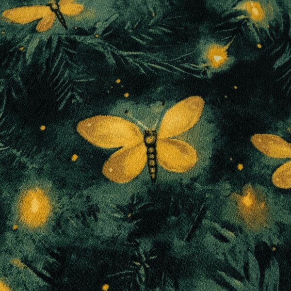 Mikroplyšové povlečení YELLOW BUTTERFLY tmavě zelené Rozměr povlečení: 70 x 90 cm | 140 x 200 cm