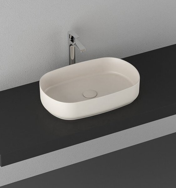 Sapho Sapho, INFINITY OVAL keramické umyvadlo na desku, 55x36 cm, Ivory, 10NF65055-2K