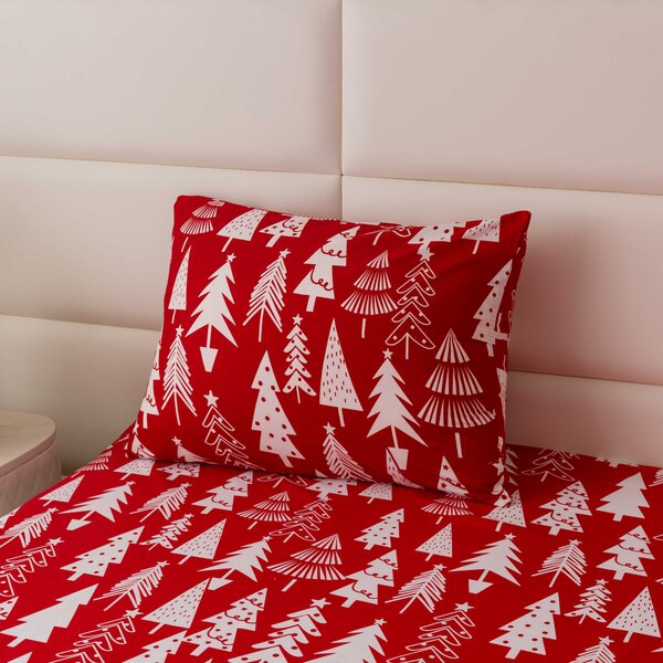 Povlečení z mikrovlákna CHRISTMAS TREES červené Rozměr povlečení: 70 x 90 cm | 140 x 220 cm
