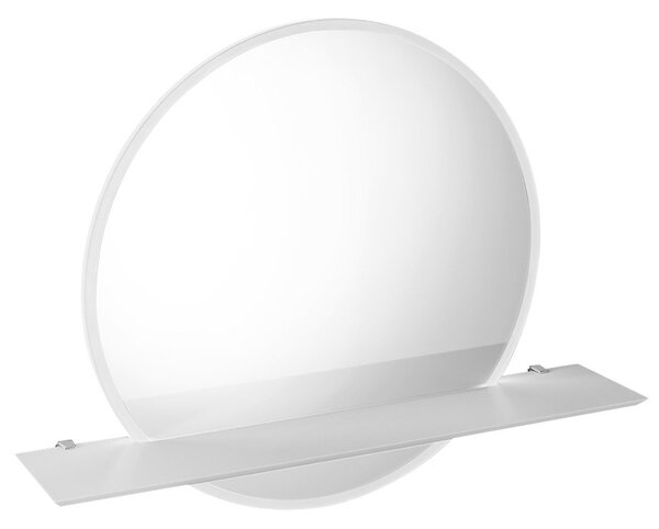 VISO kulaté LED podsvícené zrcadlo pr.80cm s Rockstone policí, bílá mat VS080-01