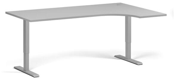 Rohový výškově nastavitelný stůl, 180x120 cm, 1 motor, L/P, šedá podnož, šedá