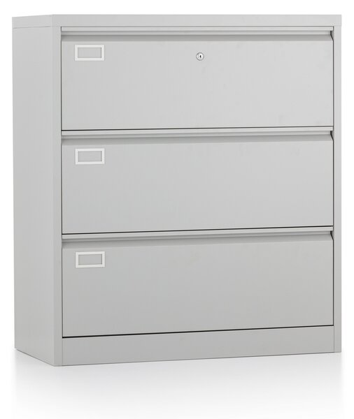 Dvouřadá kovová kartotéka A4 - 3 zásuvky, 90 x 45 x 102 cm, cylindrický zámek, šedá - ral 7035