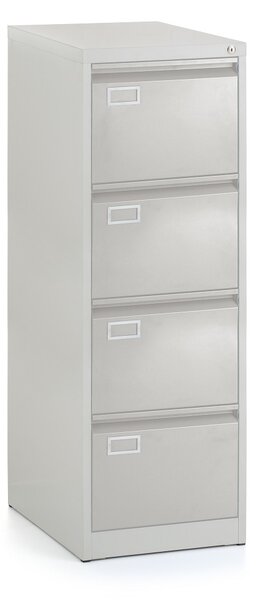 Kovová kartotéka A4 - 4 zásuvky, 45,5 x 62 x 132 cm, cylindrický zámek, světle šedá - ral 7035