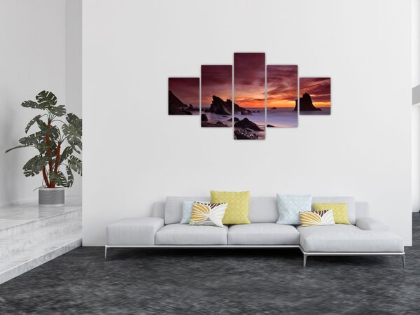 Obraz západu slunce na pobřeží (125x70 cm)