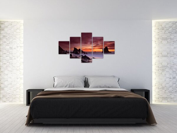 Obraz západu slunce na pobřeží (125x70 cm)