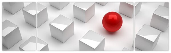 Obraz abstrakce - krychle s koulí (170x50 cm)
