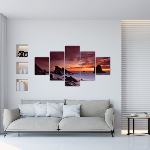 Obraz západu slunce na pobřeží (125x70 cm)