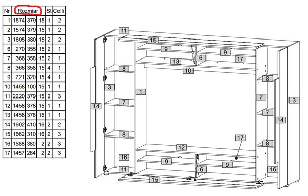Szynaka Obývací stěna Window 225 cm bílá/beton