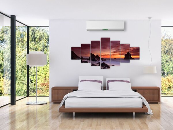 Obraz západu slunce na pobřeží (210x100 cm)