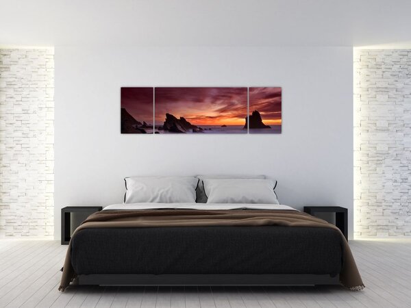 Obraz západu slunce na pobřeží (170x50 cm)