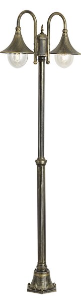 Klasická venkovní lucerna černá s antickým zlatem 200 cm 2-světla IP44 - Daphne