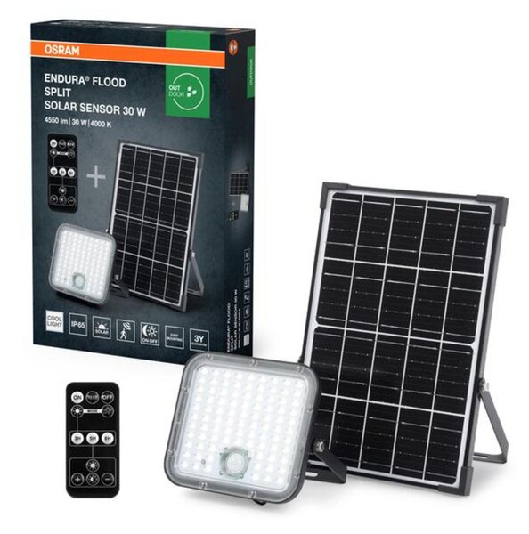 LEDVANCE solární LED reflektor Endura Flood Split Sensor 30 W 4000 K PIR dálkové ovládání