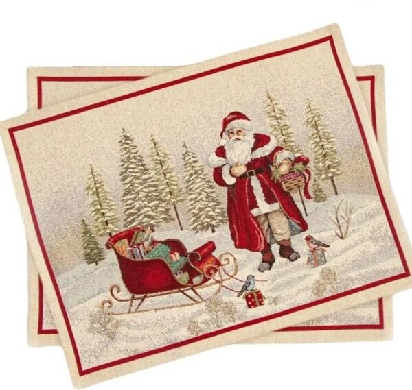 Vánoční prostírání s motivem Santa se saněmi 40x50 cm