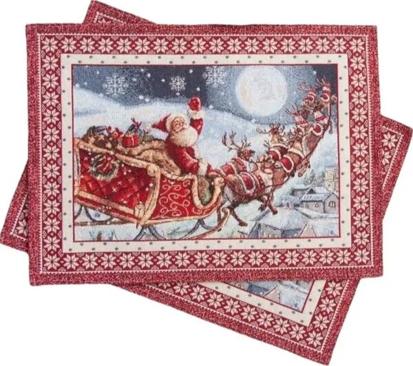 Vánoční prostírání s motivem Santa na saních 35x45 cm