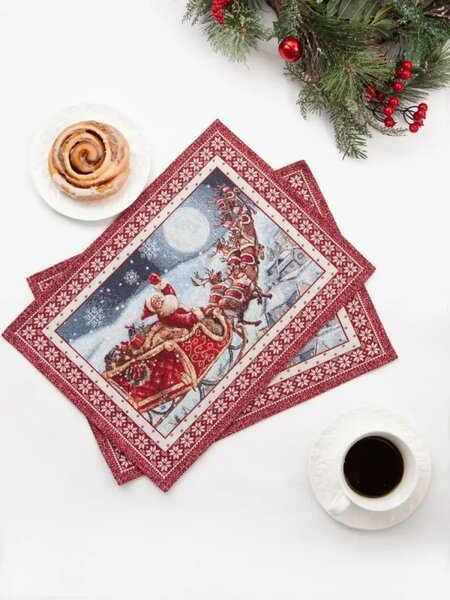 Vánoční prostírání s motivem Santa na saních 35x45 cm