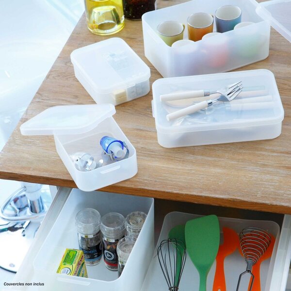 SUNDIS Plastový úložný organizér Pure Box A4, mléčný