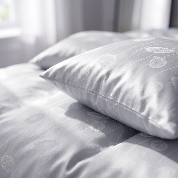 Povlečení EXCLUSIVE TENCEL PLUS peříčka světle šedá 140 x 200/70 x 90 cm