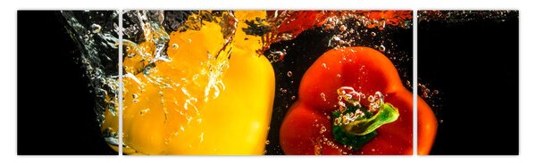Obraz - papriky ve vodě (170x50 cm)
