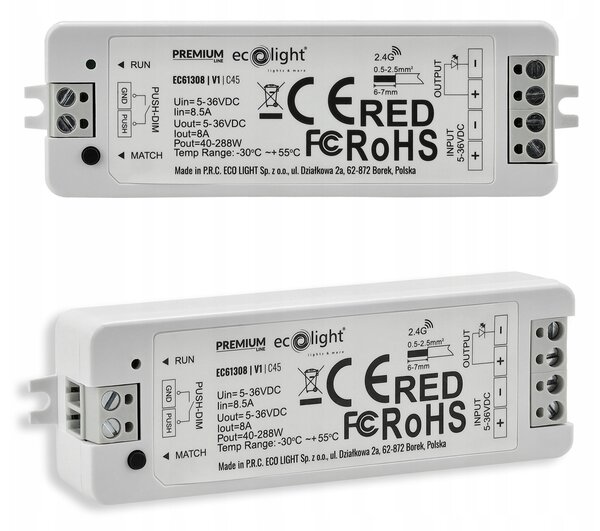 Stmívač LED pásků rf mono 5-36v 12v 24v 8a