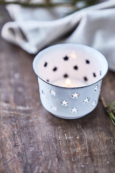 Smaltovaný svícínek Stars White