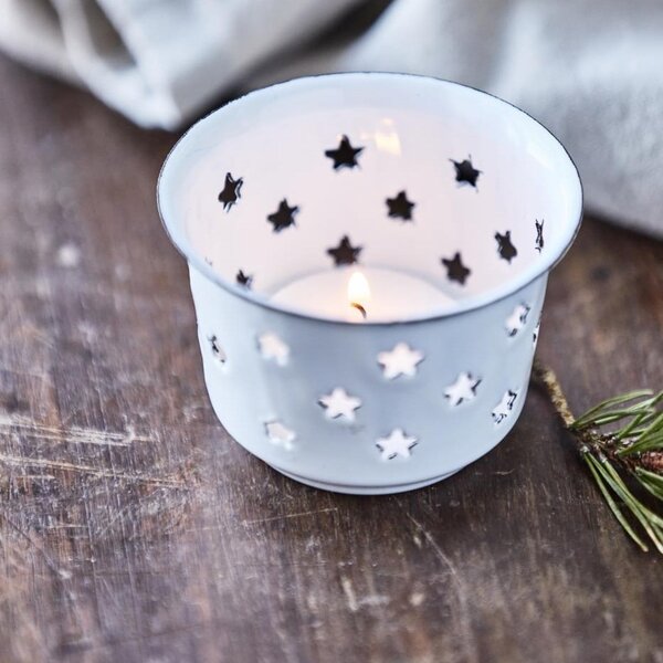 Smaltovaný svícínek Stars White