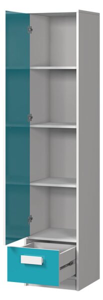 Studentský nábytek s postelí 90x200 TUCHIN 2 - bílý / lesklý tyrkysový