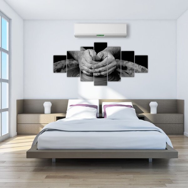 Černobílý obraz - výroba keramiky (210x100 cm)