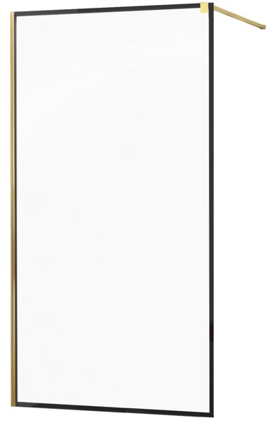MEXEN - Kioto zástěna sprchová 80 x 200 cm, transparentní/ černá /vzor 8 mm - zlatá - 800-080-101-50-70