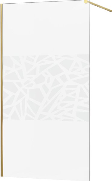 MEXEN - Kioto zástěna sprchová 80 x 200 cm, transparentní/ bílá /vzor 8 mm - zlatá - 800-080-101-50-85