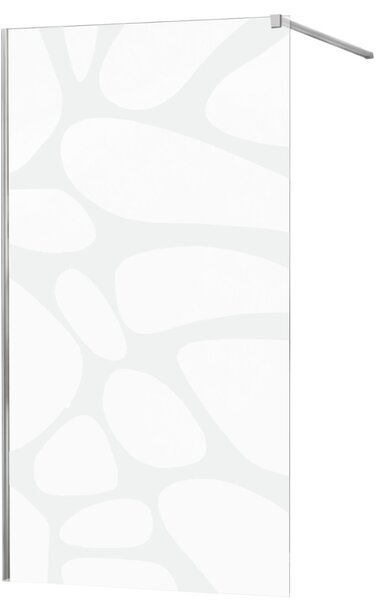 MEXEN - Kioto zástěna sprchová 70 x 200 cm, transparentní/ bílá /vzor 8 mm - chrom - 800-070-101-01-97