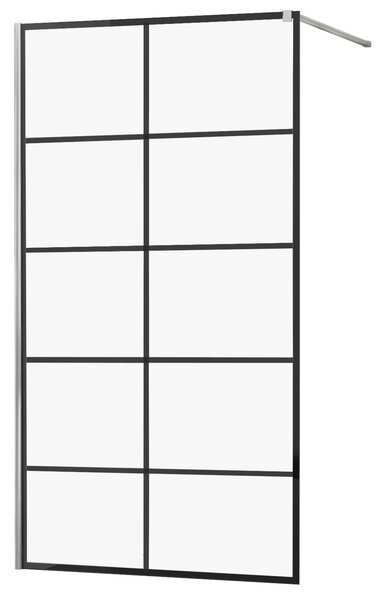 MEXEN - Kioto zástěna sprchová 70 x 200 cm, transparentní/ černá /vzor 8 mm - chrom - 800-070-101-01-77