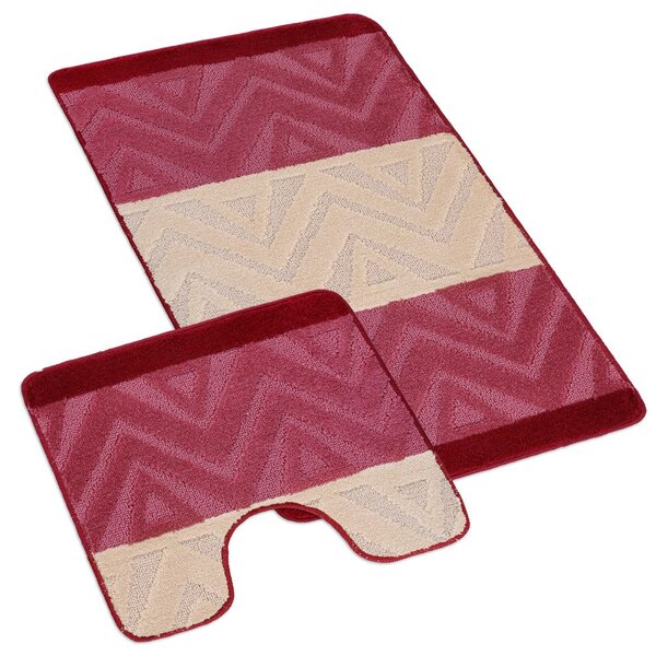 Kvalitex Koupelnová a WC předložka chevron burgundy SADA 60 x 100 cm + 60 x 50 cm