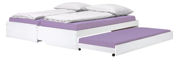 Bílá rozkládací postel pro 3 Fenix - masiv borovice