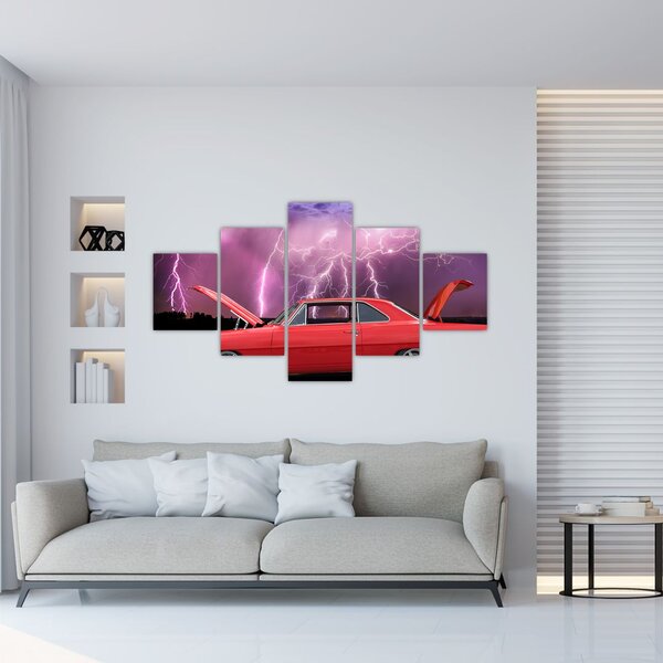 Obraz červeného auta (125x70 cm)