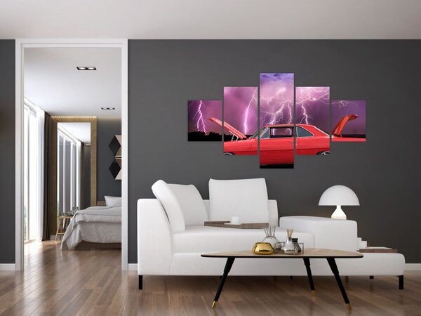 Obraz červeného auta (125x70 cm)