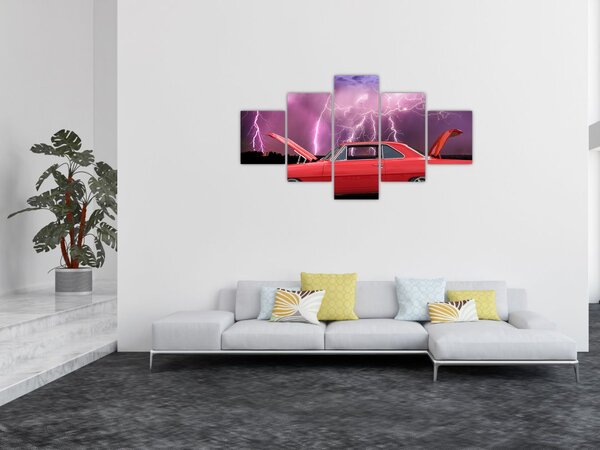 Obraz červeného auta (125x70 cm)